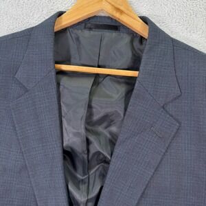 NEW Geoffrey Beene Mens‎ 60R Gray Plaid 2-Button Blazer Business Casual Preppy